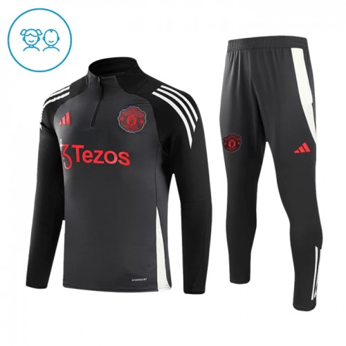 Kinder Manchester United Training Sweatshirts Viertelreißverschluss 2024-25 Graue Kinder Manchester United Training Sweatshirts Viertelreißverschluss 2024-25 Graue